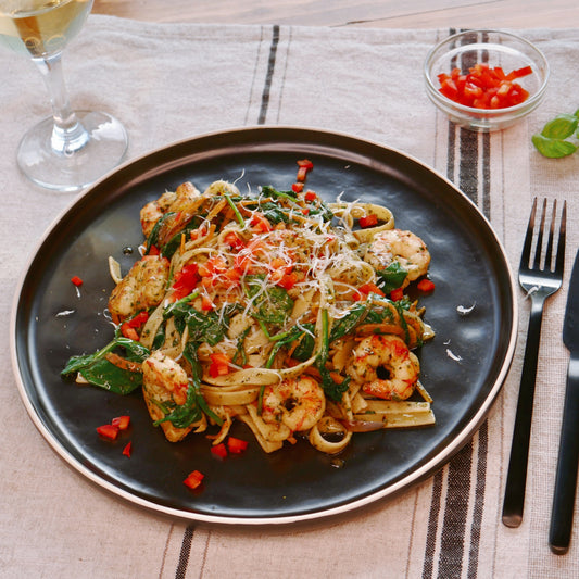 Creamy Pesto Linguine with Shrimp