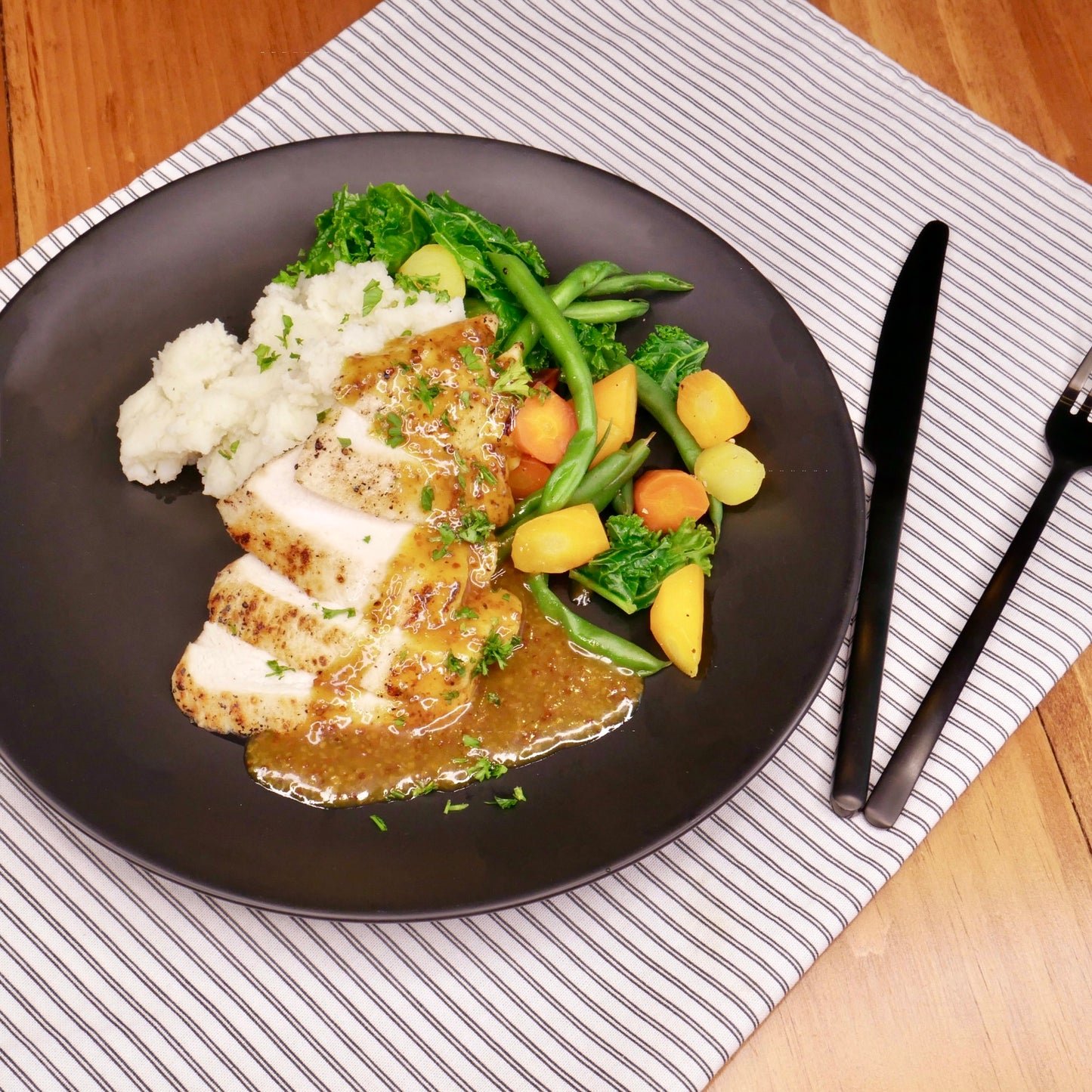 SEITAN Miel et Moutarde avec Purée de Pommes de terre