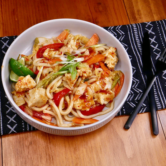 Sweet Chili TOFU with Udon Noodles